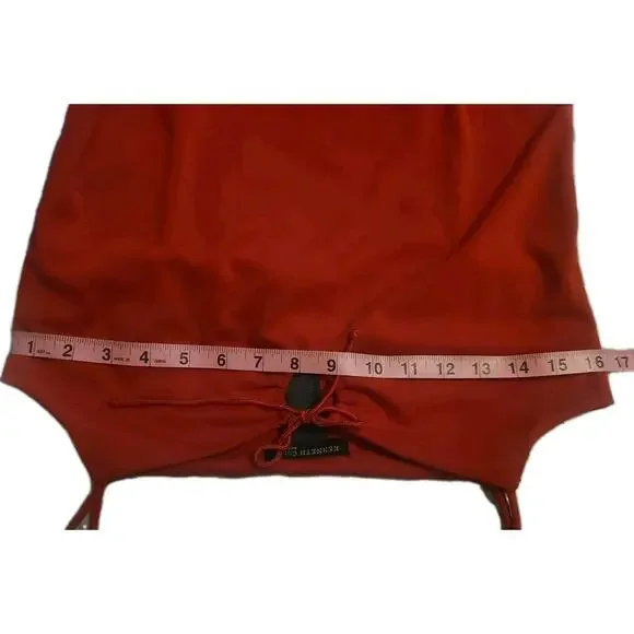 Y2K Red Kenneth Cole Midi Slip Dress Small Timeless Demure Side Slit - Picture 5 of 6